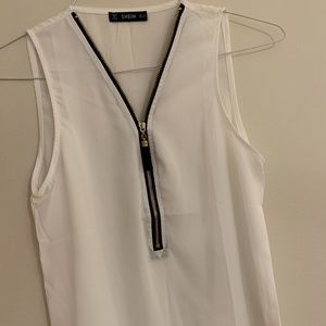 White Zipper Tank